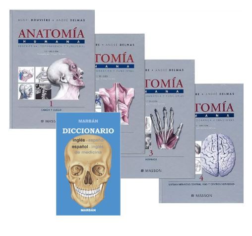 Anatomía humana ROUVIÉRE 4 Vols. + Obsequio Diccionario Medicina Inglés/Español pocket